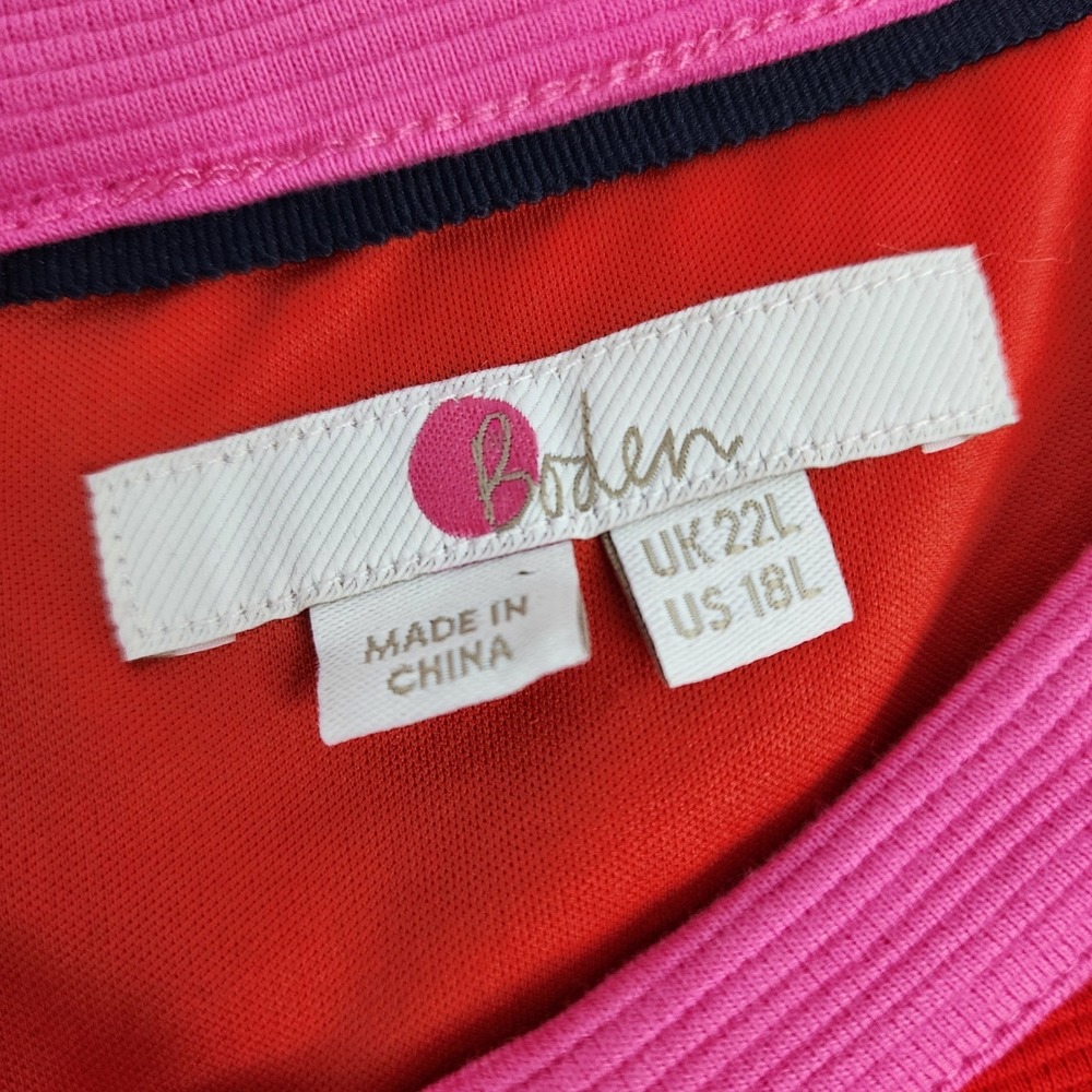 Boden Dress Women's 18 L Color Block Midi Leah Ottoman Pink Red Black - Picture 4 of 5
